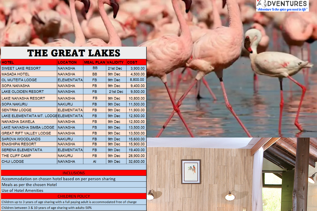 THE GREAT RIFT VALLEY LAKES DEALS FROM Kes. 3,900.00